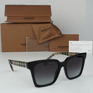 BRAND NEW Burberry BE4335 39298G Black Grey Square Women Sunglasses BE 4335